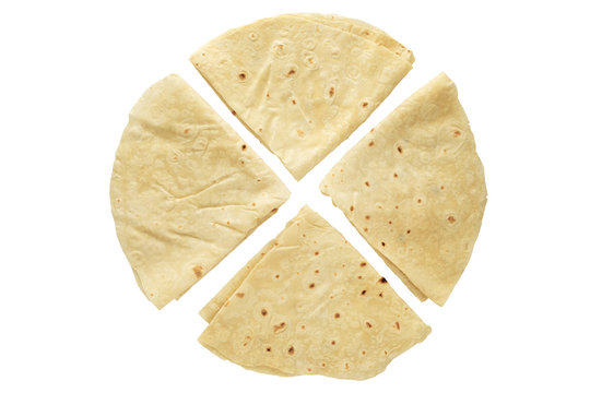 Pita Bread In Plastic Bag Isolated On White Background. Pita Bread. National Cuisine. 