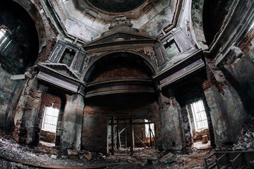 Gothic architecture of an old abandoned church