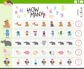 counting task for kids with funny characters