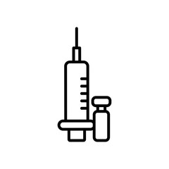 syringe and bottle icon, line style