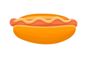 Hotdog. Vector isolated flat illustration fast food for poster, menus, brochure, web and icon fastfood.