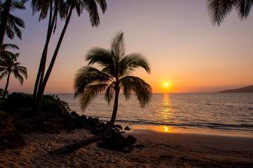 Hawaiian sunset on the island of Mauai