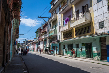 Fototapeta na wymiar Residential street in Havana Centro district, Havana, Cuba