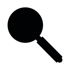 A black and white silhouette of a magnifying glass