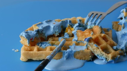 Sweet waffles. Pop art design, creative artificial food concept.
