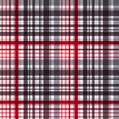 Seamless checkered pattern from stripes of two colors, white background. Dark print, stripes of red and purplish gray.  Fashionable and glamorous decoration of any of your bold advertising projects.