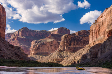 Fototapeta na wymiar Rafting down the Colorado River through the Grand Canyon in Arizona.