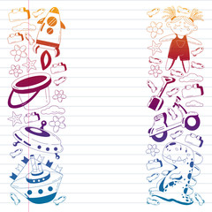 Children online education. Kindergarten vector pattern with toys.