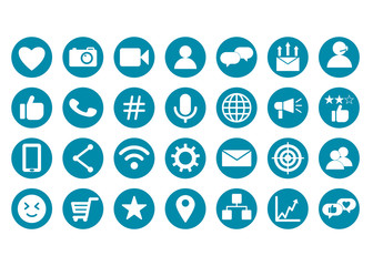 Set of social media buttons for design - vector icons.