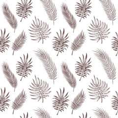 Palm tree leaves. Seamless tropical leaves palm exotic jungle, repeating pattern botanical print wallpapers, hand drawn vector texture