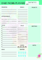 High resolution, professional, printable, daily work planner vector design	