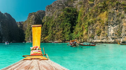 Longtail boat at Phi Leh Lagoon, Thailand