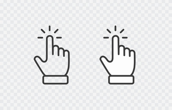 Click Cursor Set Icon Isolated On Transparent Background. Vector Hand Pointer Symbols