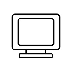 Computer monitor icon, line style