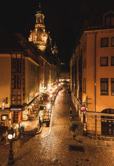dresdner Frauenkirche after sunset, saxony, germany