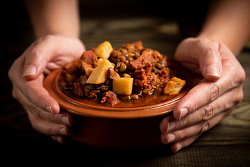 traditional Argentine hot lentil stew