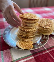Homemade pizzelle cookies 