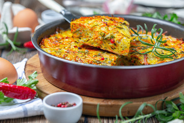 Kugel is a traditional vegetable casserole.