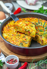 Vegetable Kugel. Dish of Jewish cuisine.