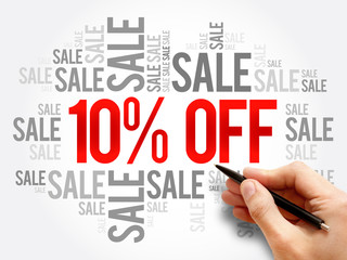 10% OFF Sale words cloud, business concept