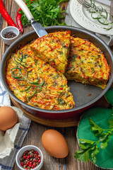 Vegetable Kugel. Dish of Jewish cuisine.