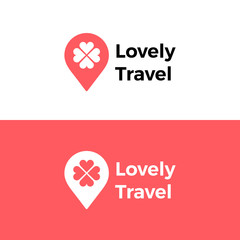 Love symbol + location pin. Lovely travel logo. Icon vector.