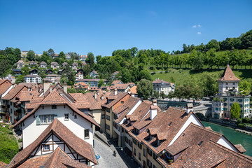 Fototapeta na wymiar A row of houses in Bern Switzerland near Aare river