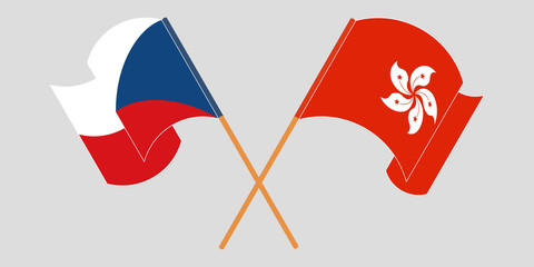 Crossed and waving flags of Hong Kong and Czech Republic