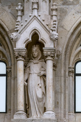 Matthias Church Catholic church in Budapest. The complex of the Buda Castle. The decoration is sculptures and statues. The Fisherman's Bastion, one of the famous destinations in Hungary. Budapest. 