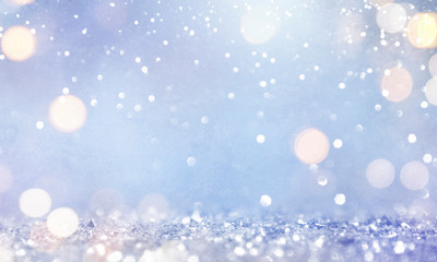 Christmas light background.  Holiday glowing backdrop. Defocused Background With Blinking Stars. Blurred Bokeh.