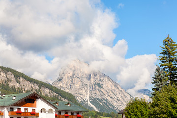 The outskirts of the alpine town of Cortina D'Ampezzo, Italy