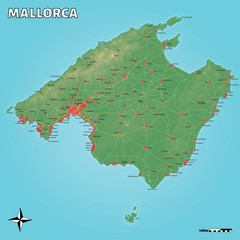 Mallorca - vector map with many details on separated layers - contour lines © Le Velling