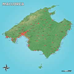 Mallorca - vector map with many details on separated layers - contour lines