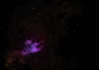 Fototapeta na wymiar Distant flickering star array and cold cosmic nebula.