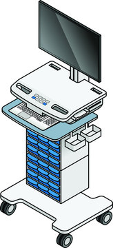 A Hospital Bedside ICU Monitoring Workstation.