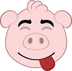 Vector illustration of the face of a cute cartoon pig