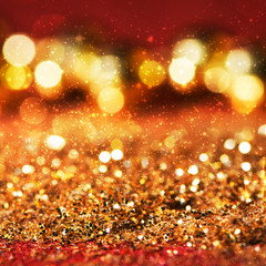 Christmas light background.  Holiday glowing backdrop. Defocused Background With Blinking Stars. Blurred Bokeh.