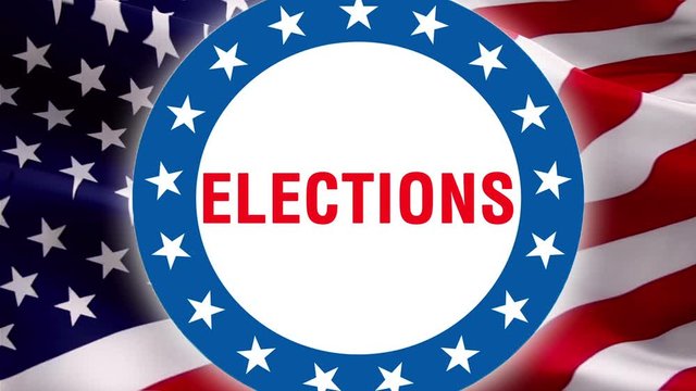 Elections text on United States flag background. American Flag 4th of july Background for United States elections. Voting, election, Freedom Democracy, Vote concept. US Presidential election.USA Flag
