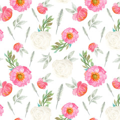 seamless pattern with colorful individual flowers