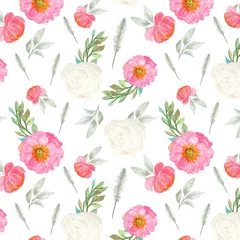 Deurstickers seamless pattern with colorful individual flowers © Kuma