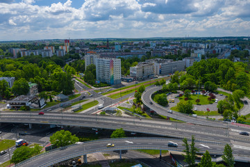 Sosnowiec, Dabrowa Basin. Aerial view of city center of Sosnowiec. Poland.