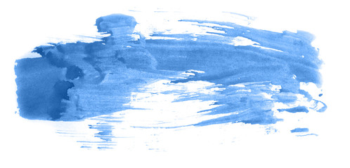 Abstract watercolor background hand-drawn on paper. Volumetric smoke elements. Blue color. For design, web, card, text, decoration, surfaces.