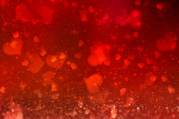 Valentines Day light background.  Holiday glowing backdrop. Defocused Background With Blinking Stars. Blurred Bokeh.