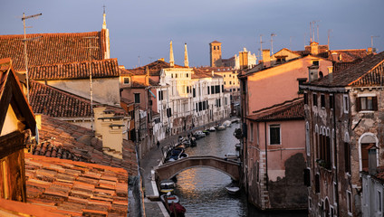 Fototapeta na wymiar Venice roof tops at sunset