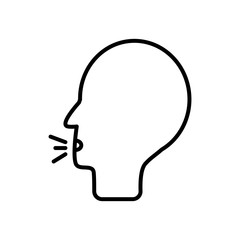 Naklejka premium Voice recognition concept, Head with expression of talk, line style