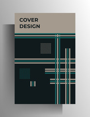 Cover template for book, magazine, booklet, brochure, catalog, poster. Geometric retro style design. A4 format. EPS 10 vector.