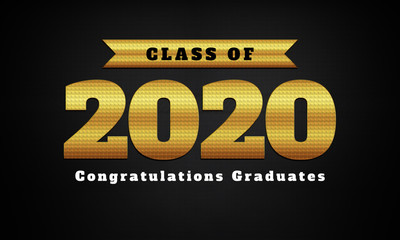 Class of 2020 graduation gold design, congratulation event, party, high school, or college graduate. lettering for greeting, invitation card