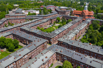 Aerial view on Nikiszowiec, historic district in Katowice, Upper Silesia, Poland.
