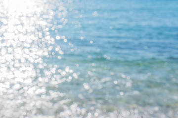 Fototapeta na wymiar summer blurred sea bokeh beach background