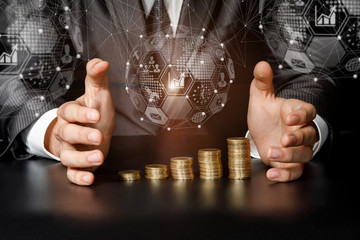 Concept of economics and financial development in business.
